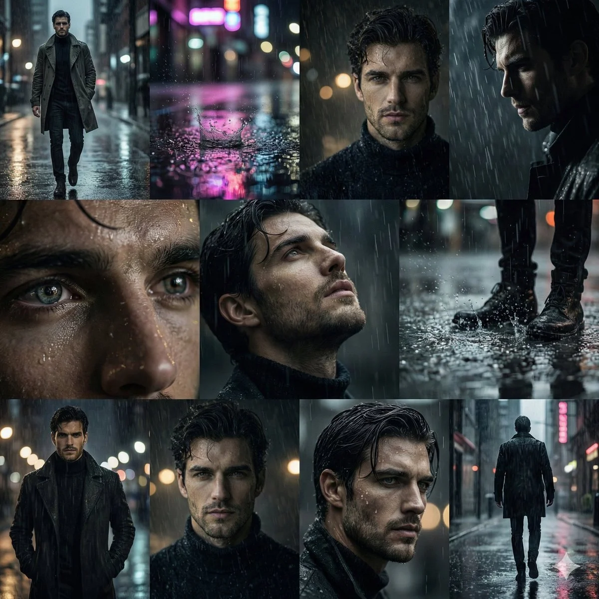 Noir Elegance: A Rainy City Tale
