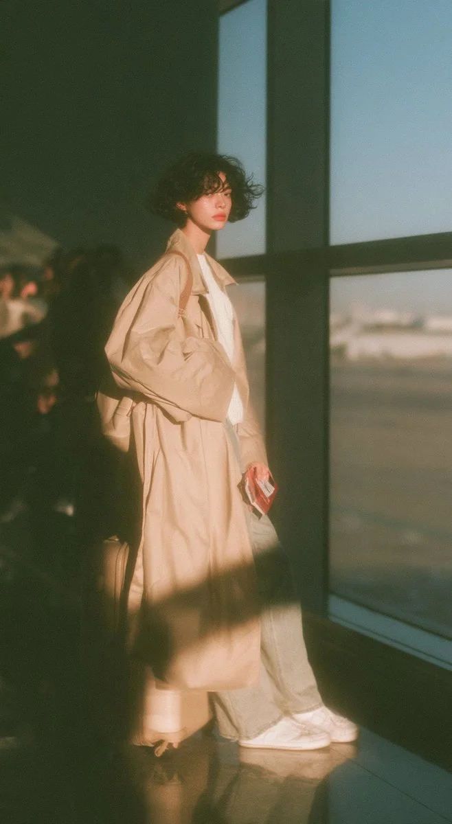 Nostalgic Airport Portrait Captures Quiet Excitement Before Departure