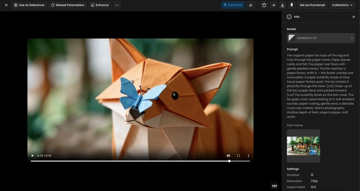 Origami Fox's Playful Journey Through a Paper Forest