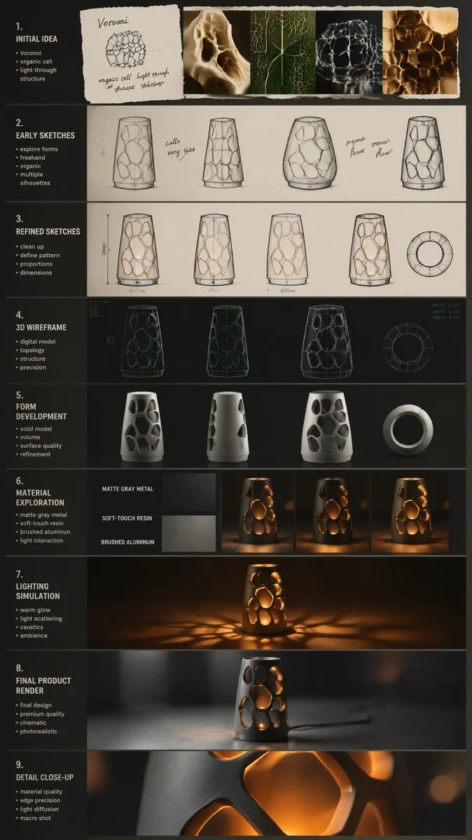 Parametric Voronoi Lamp: From Sketch to Realization