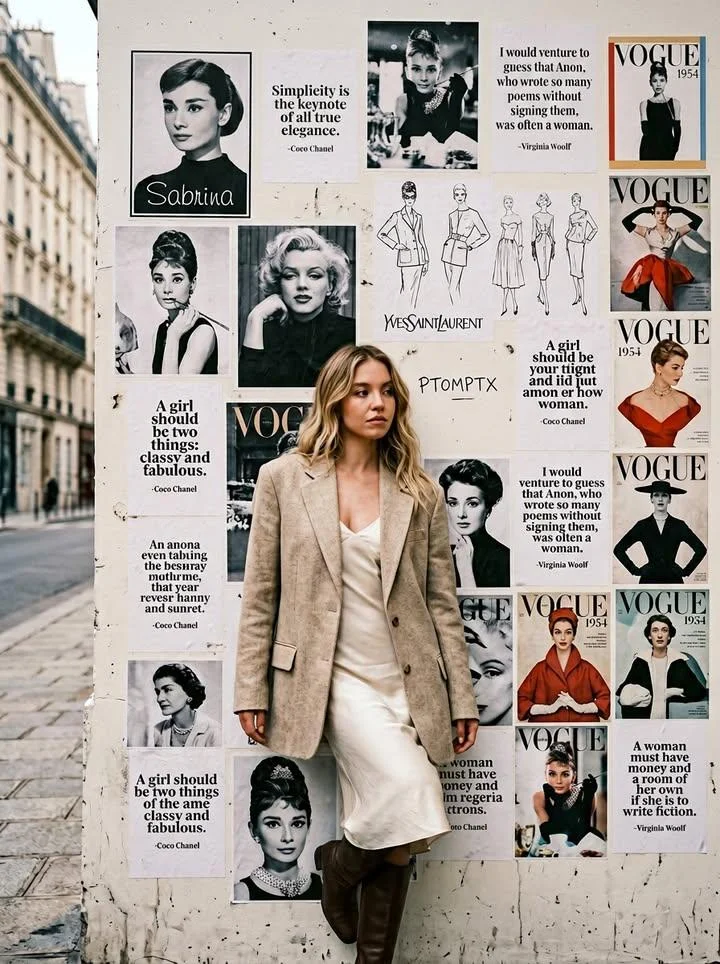 Parisian Sticker Mosaic Fashion Portrait