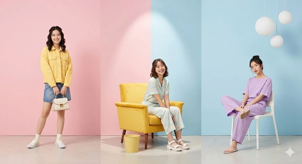 Pastel Harmony: Contemporary Fashion with East Asian Flair