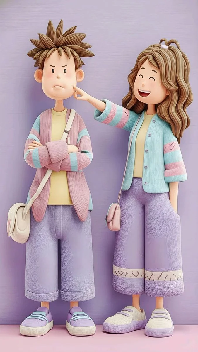 Pastel Romance in Clay: Adorable 3D Couple Moments