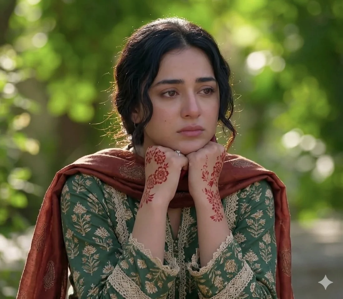 Pensive Elegance: South Asian Woman in Golden Hour Glow