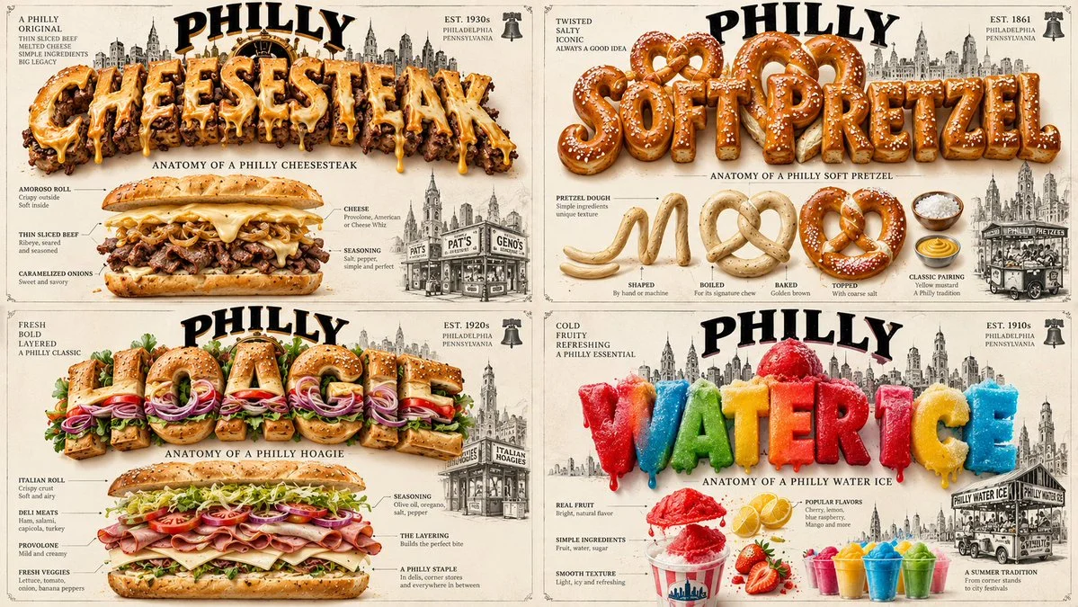 Philly Cheesesteak Becomes a Towering Typographic Sculpture in a Poster