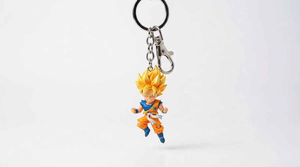 Pikachu keychain renders on white background with studio lighting