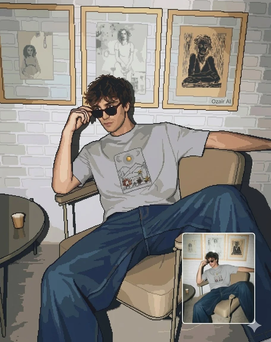 Pixel Perfect Chill: Young Man in Modern Armchair