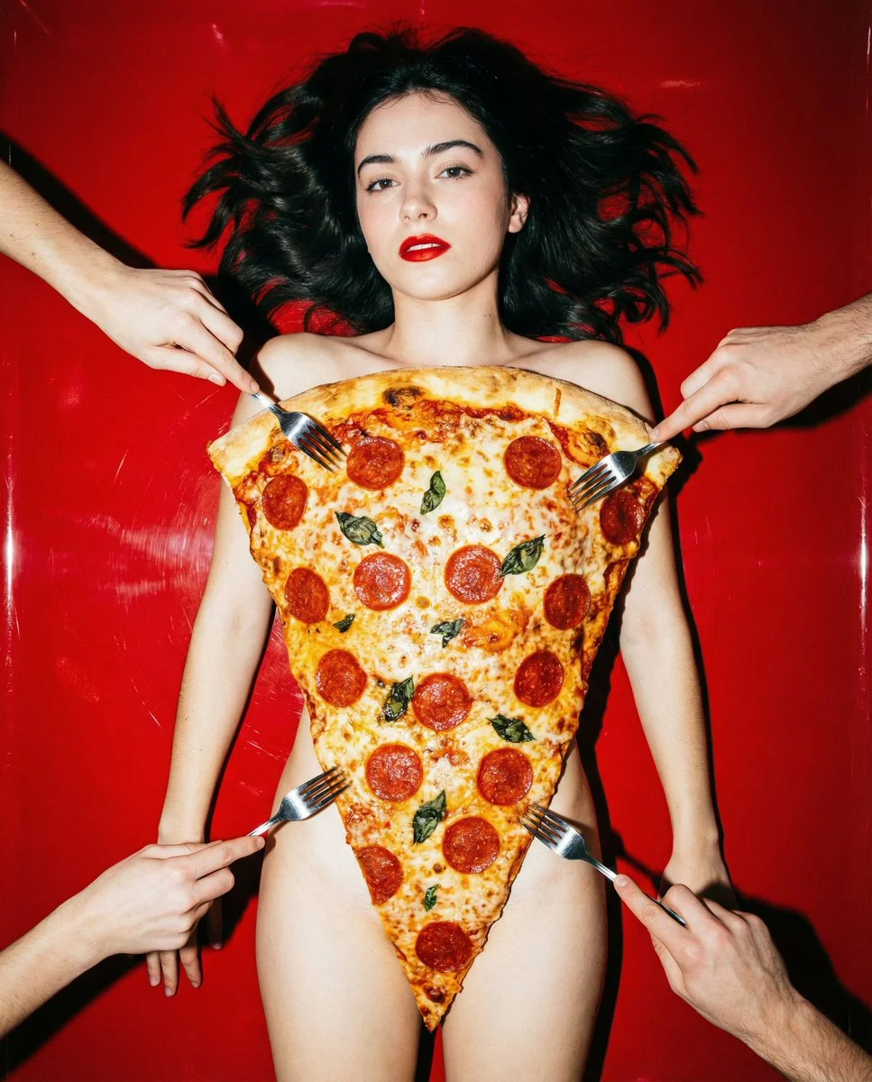 Pizza Paradise: A Surreal Feast of Glamour and Absurdity