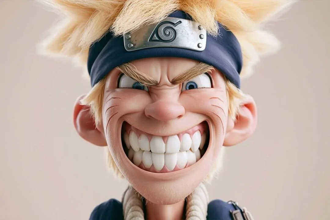 Playful 3D caricature with oversized head and bright smile