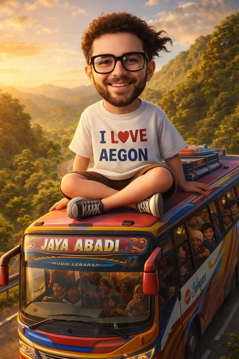 Playful Adventure on a Colorful Bus Ride