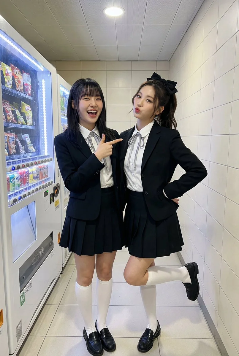 Playful Duo in Monochrome Charm