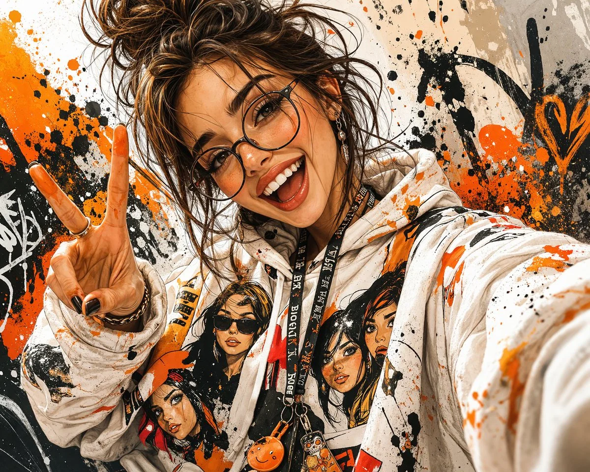 Playful Expression Through Bold Colors and Expressive Brush Strokes