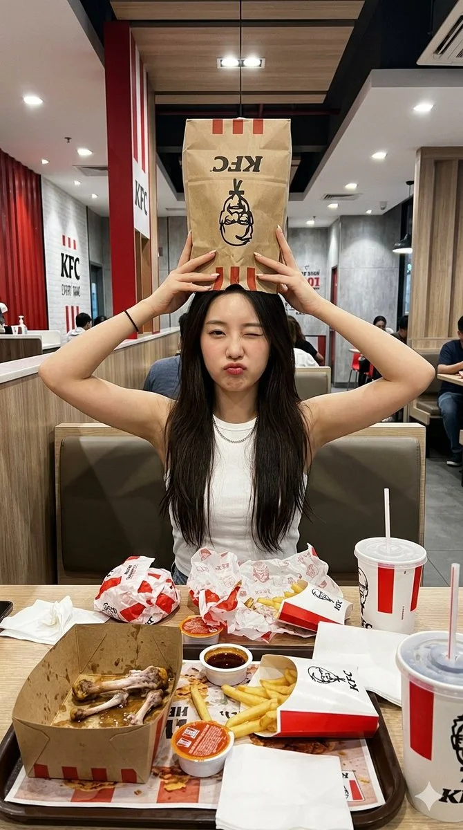Playful Fast-Food Moment in KFC Booth