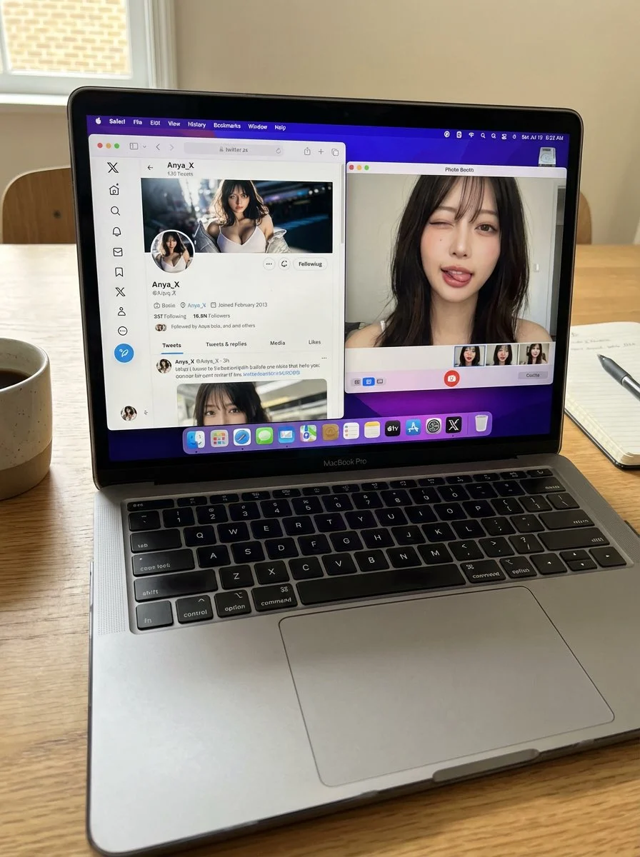 Playful Selfie on a MacBook Pro