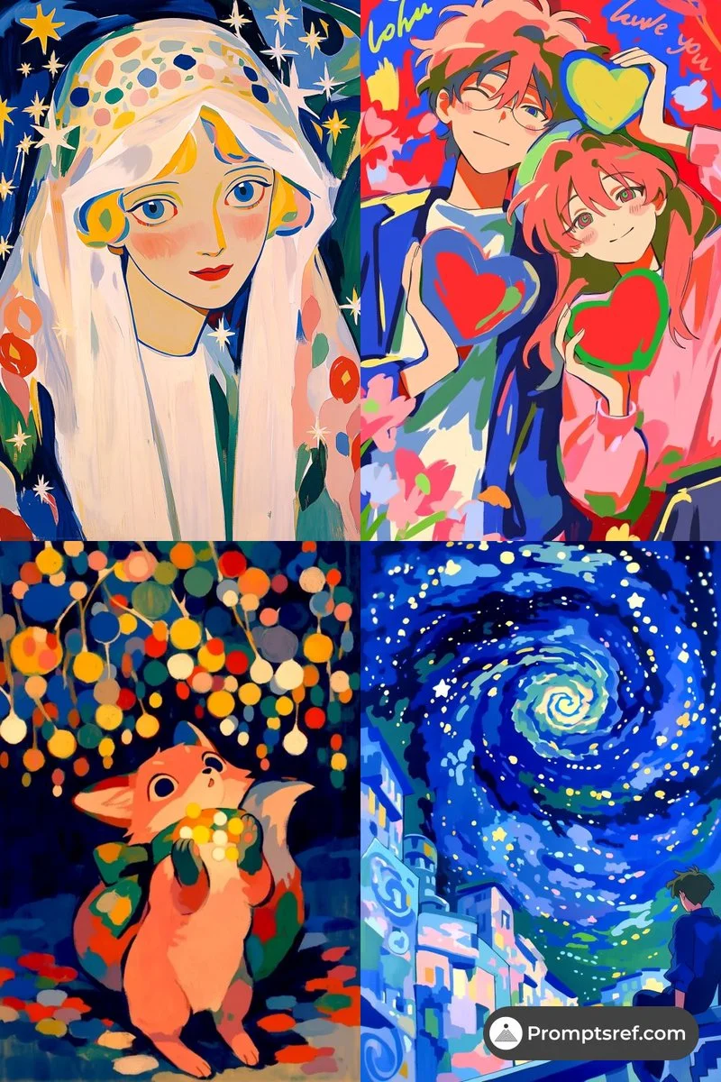 Playful shapes weave a love story through dreamy color illustration