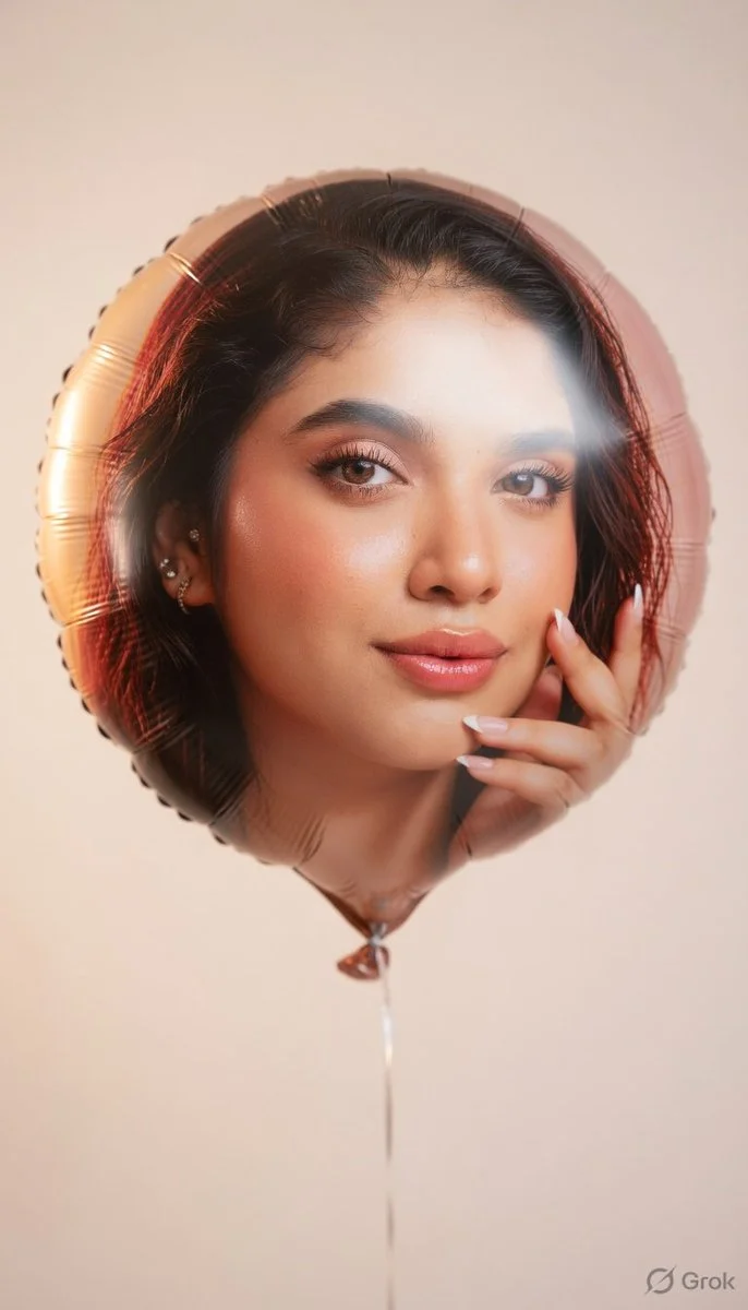 Playful Suspension: The Art of Floating Identity in Photorealistic Balloon Form