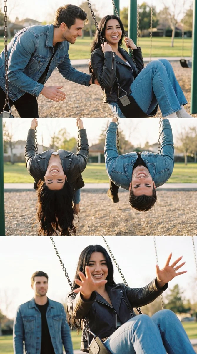 Playful Upside-Down Portraits: A Couple's Cinematic Journey