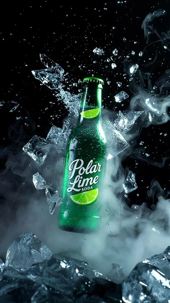 Polar Lime Soda Burst in a Cinematic Ice Explosion