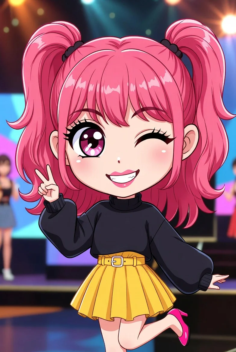 Pop Star Whimsy in Vibrant Caricature