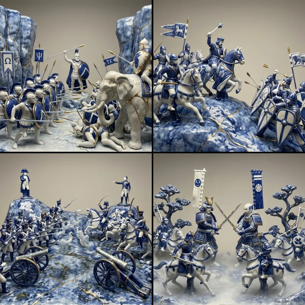 Porcelain Chronicles: Four Historic Battles Captured in Glazed Detail