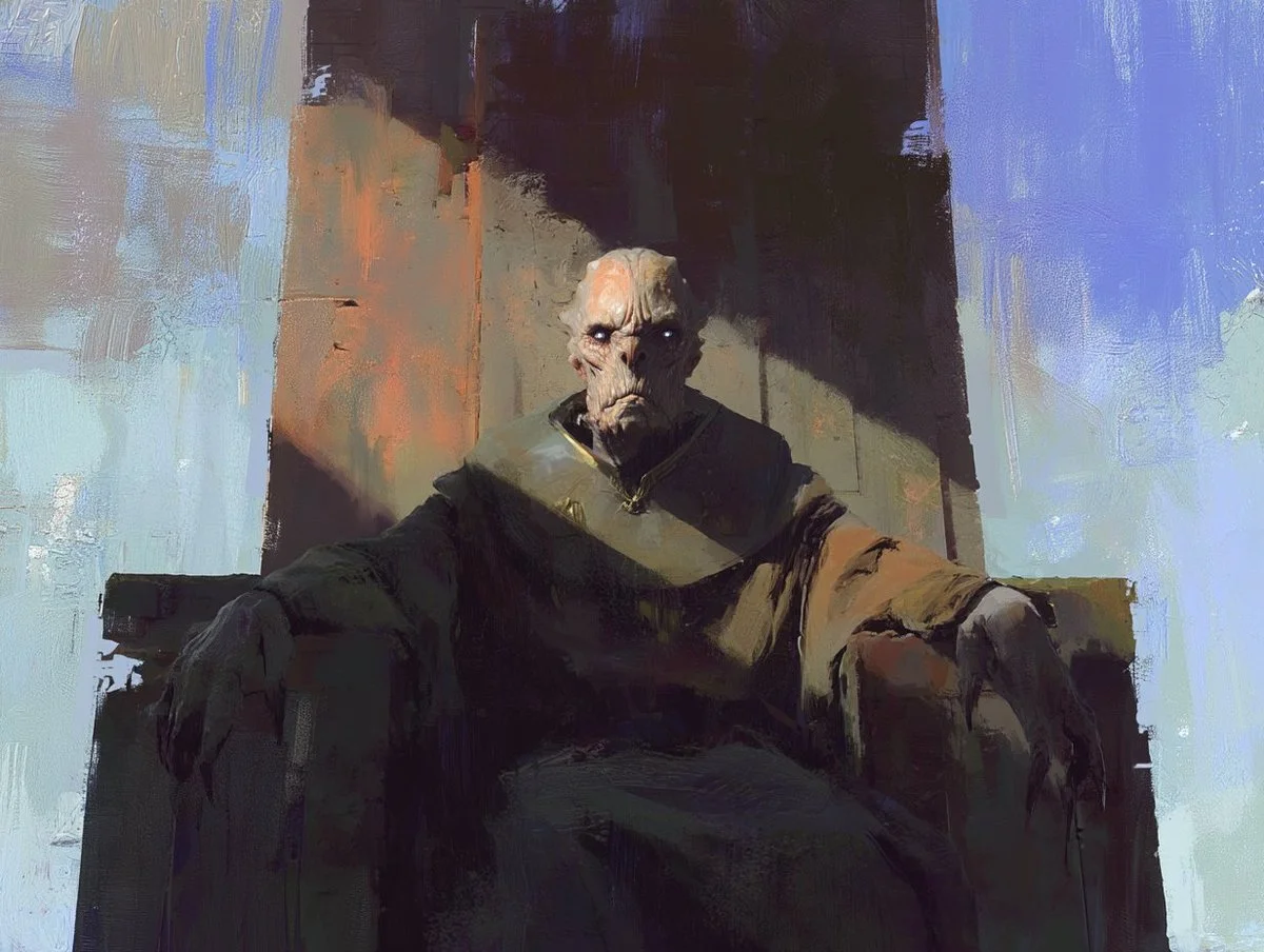 Portrait of a Timeless Alien Leader in a Lost Temple