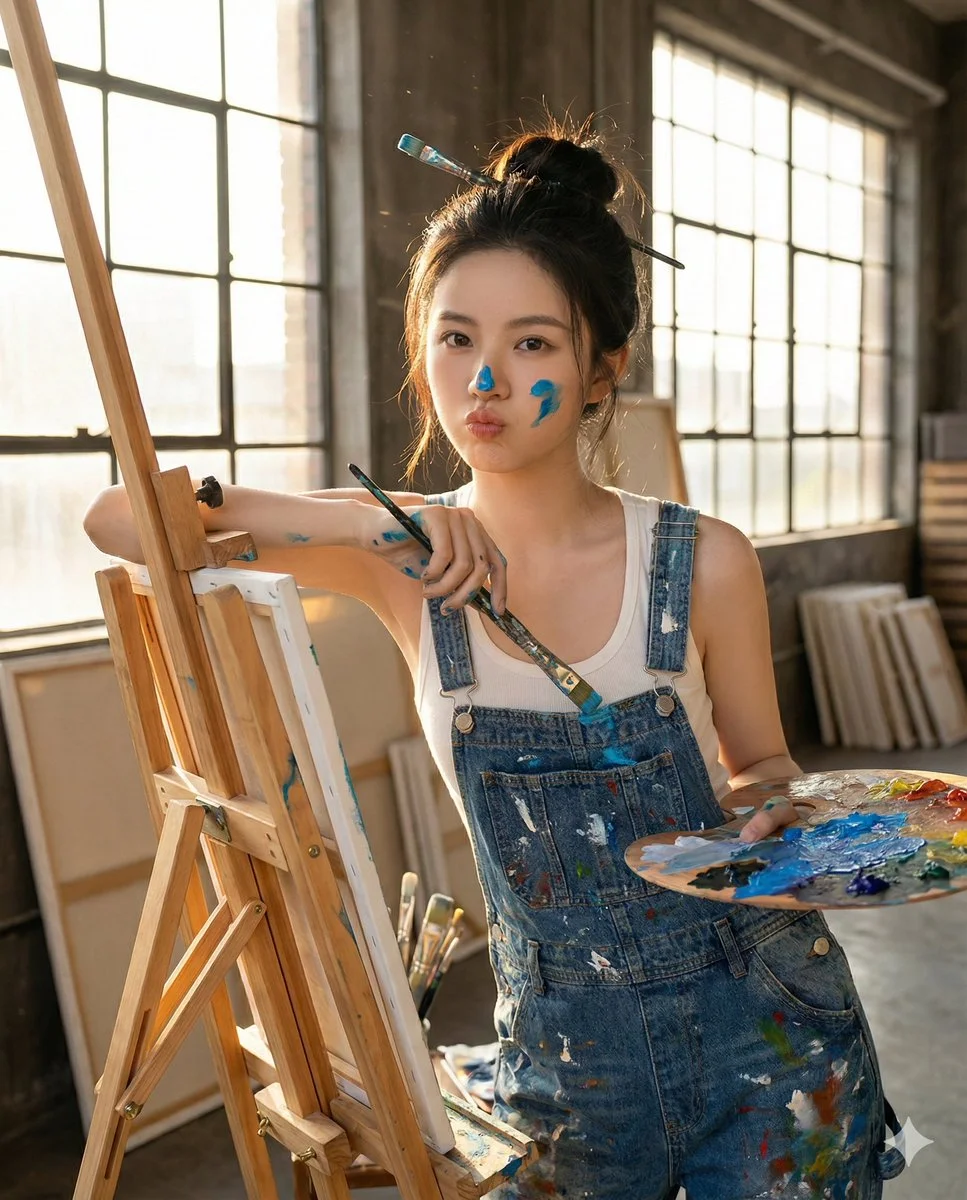 Pouty Palette: The Adorable Artist at Work