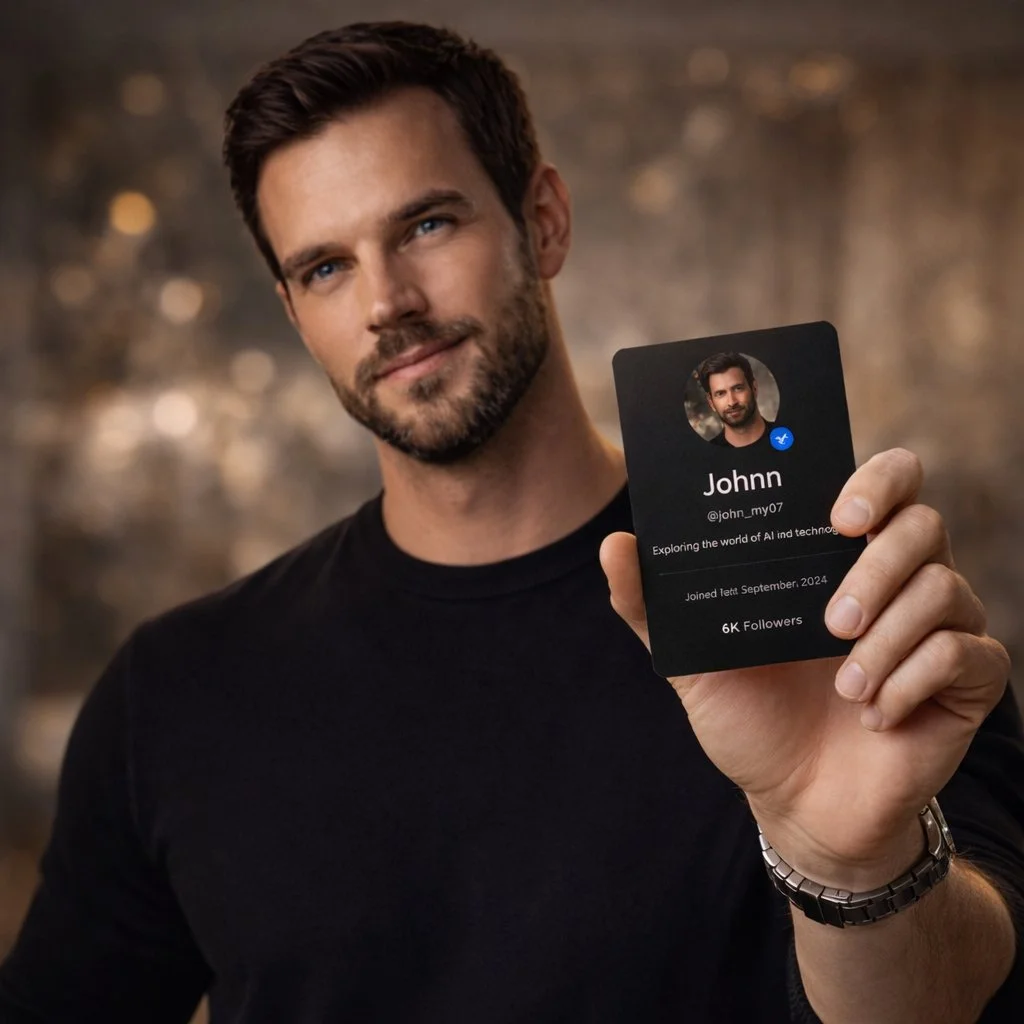 Premium Matte-Black Social Media Card Showcasing 6K Followers