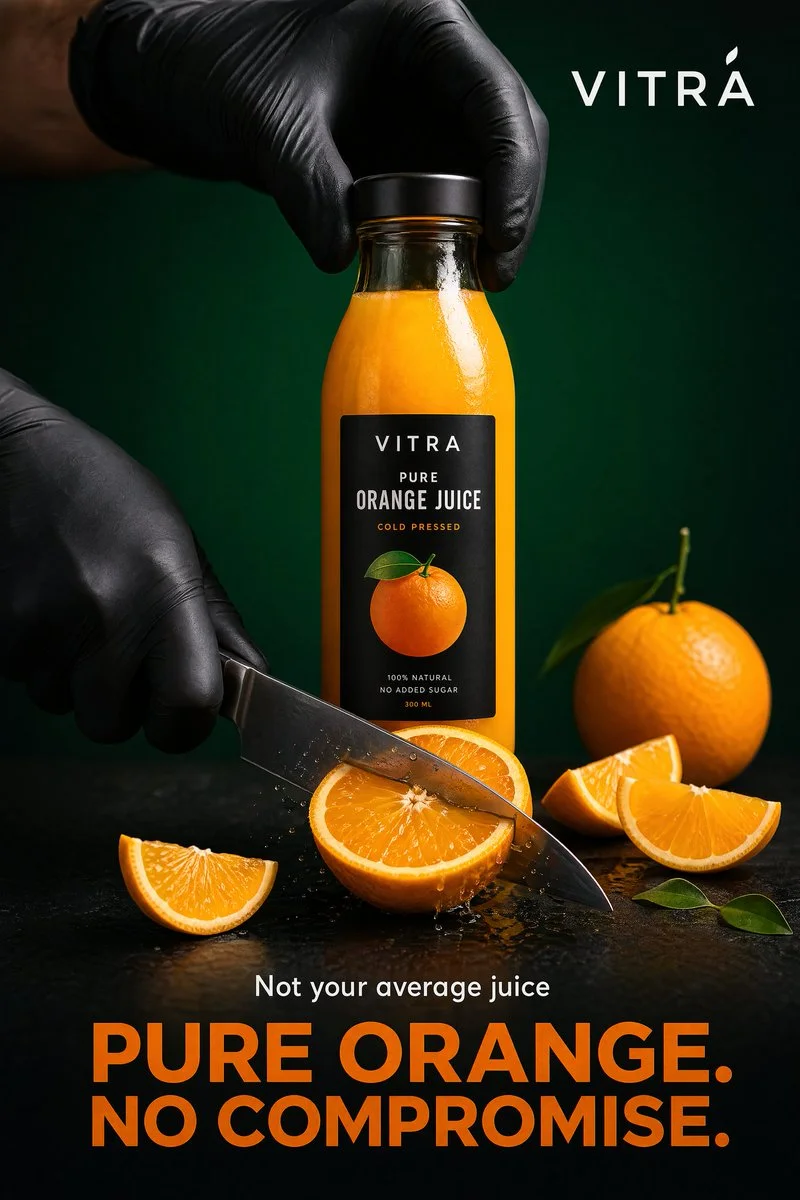 Premium Orange Juice Commercial Poster