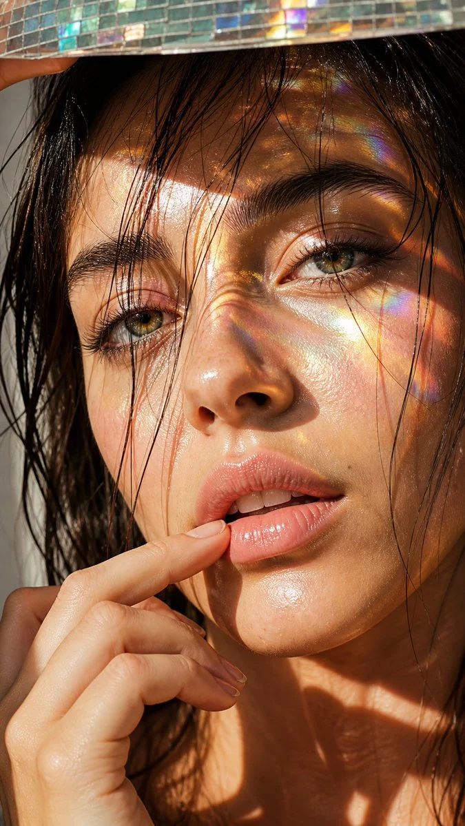 Prismatic Sunlit Portrait with Natural Texture
