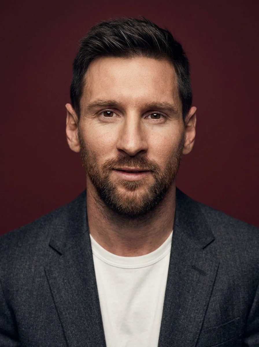 Professional portrait with charcoal blazer and soft studio lighting.