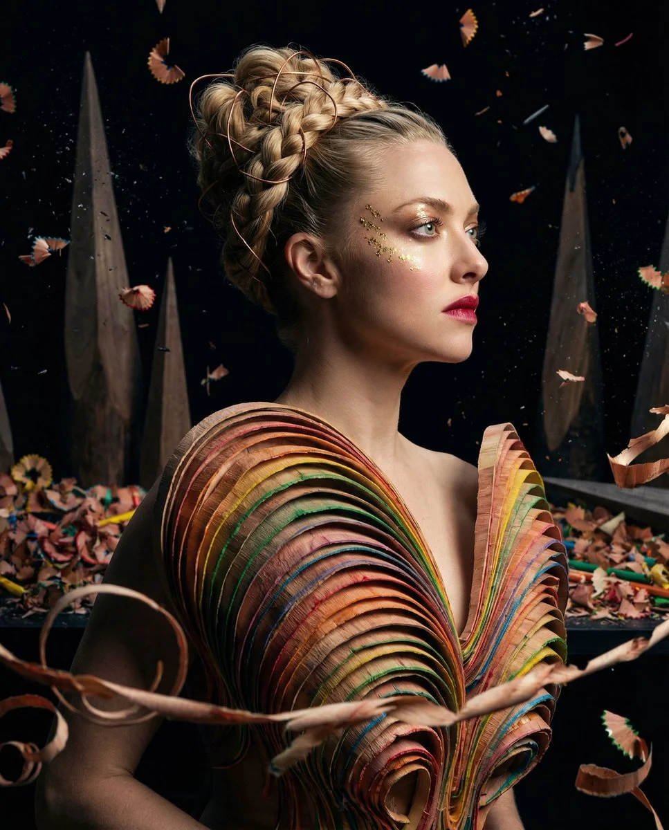 Profile of Amanda Seyfried in a Rainbow Cedar Bodice