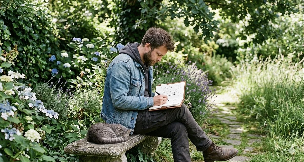 Quiet Creativity in a Blooming English Garden