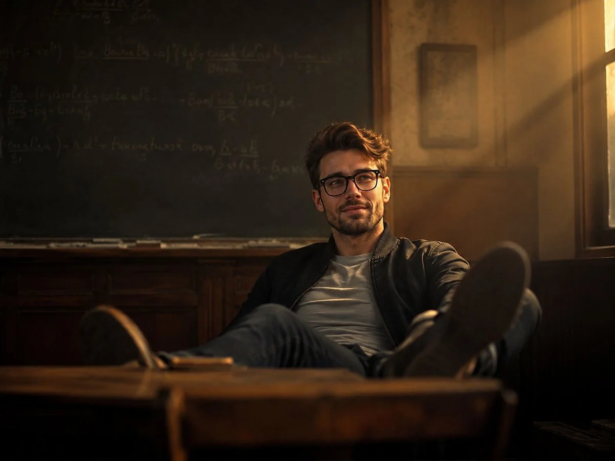 Quiet Reflection in a Vintage Classroom