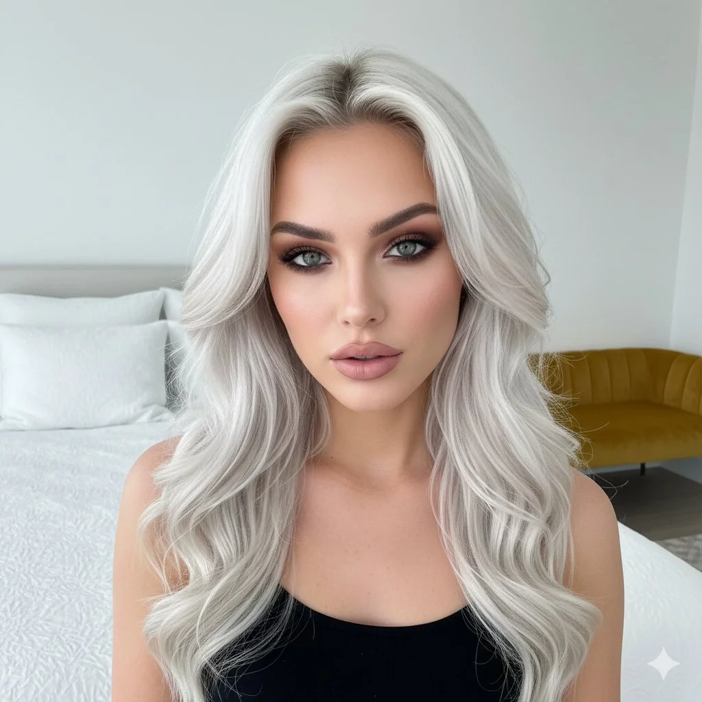 Radiant Confidence: A Modern Bedroom Selfie