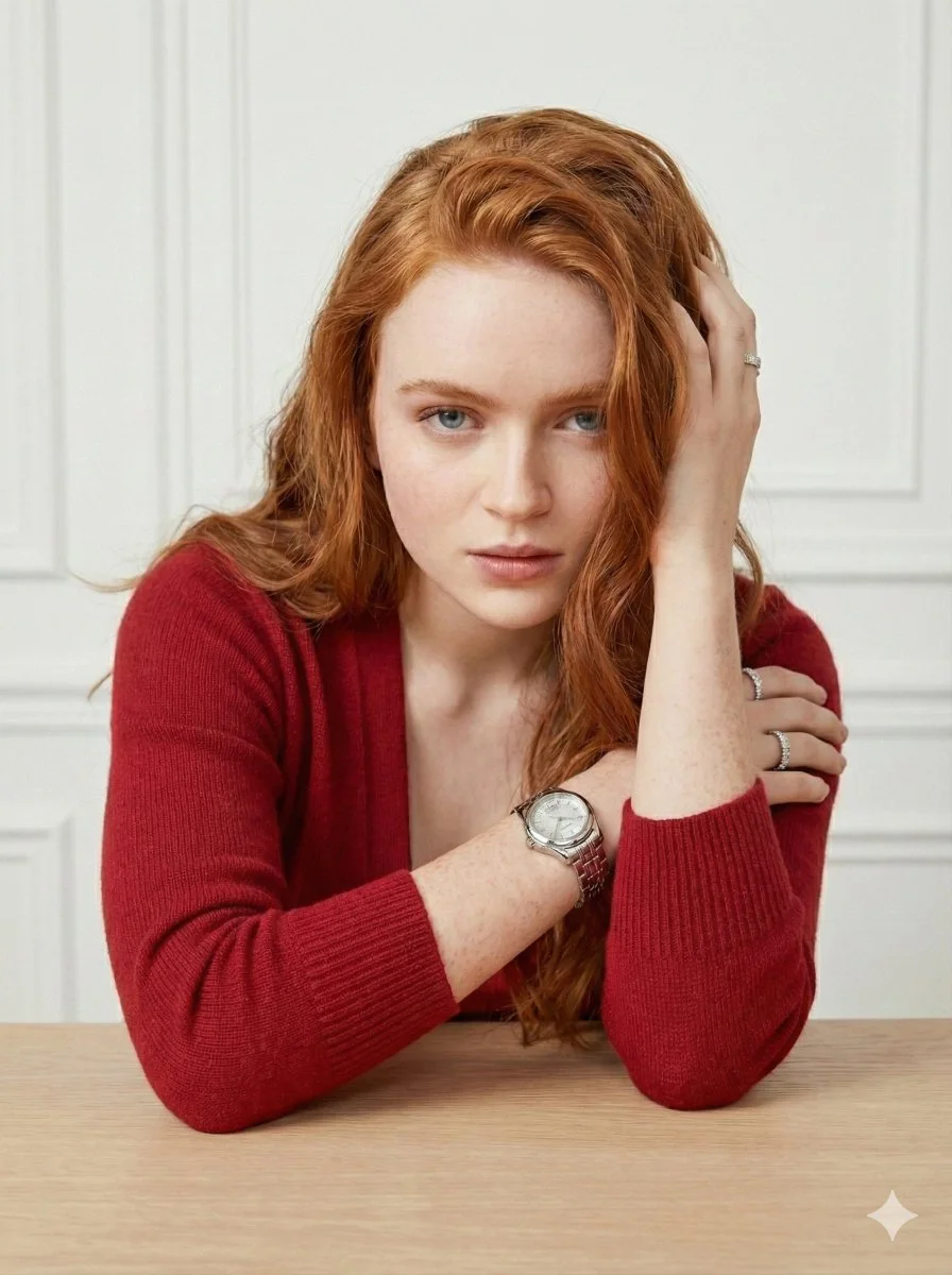 Radiant Elegance: Sadie Sink in Crimson