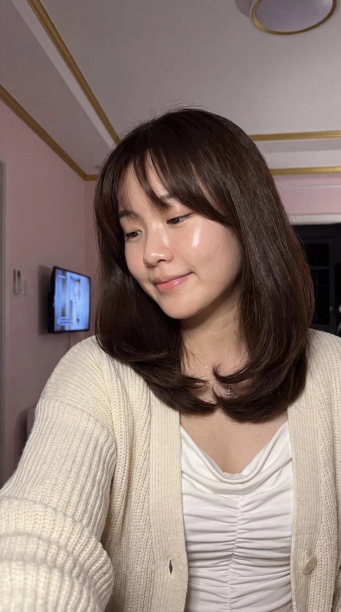 Radiant Glass Skin Selfie Glows Under Soft Nighttime Indoor Lighting