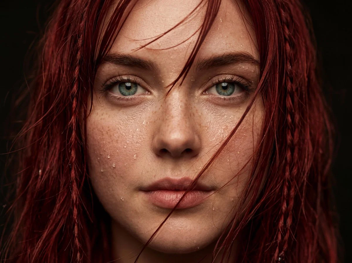 Rain-Kissed Red: Hyper-Real Portrait in 8K