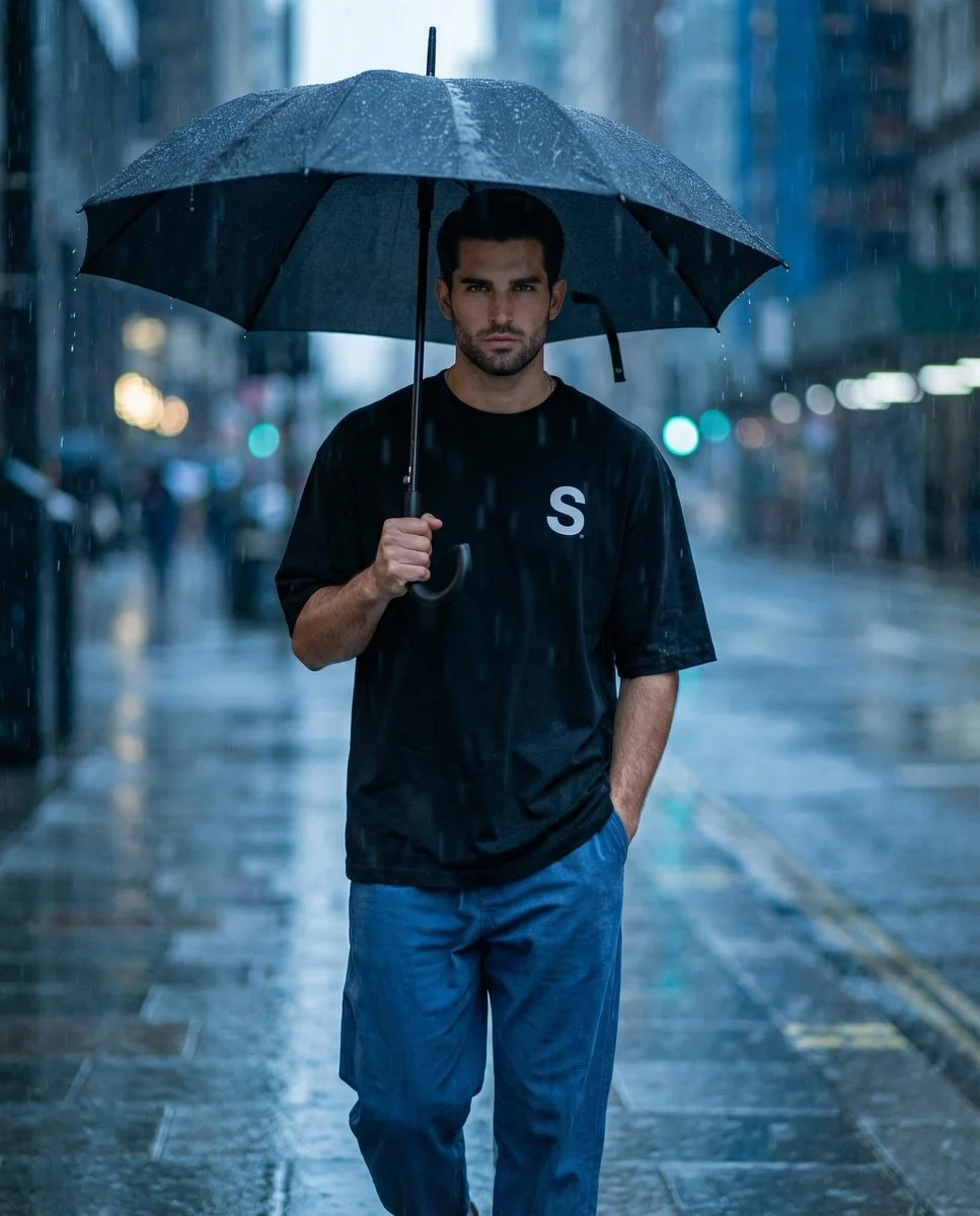 Rain-Soaked Urban Stroll in Cinematic Detail