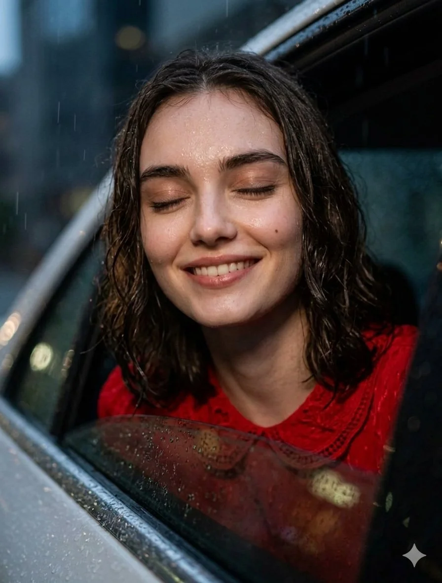 Raindrops and Radiance: Joy in Motion