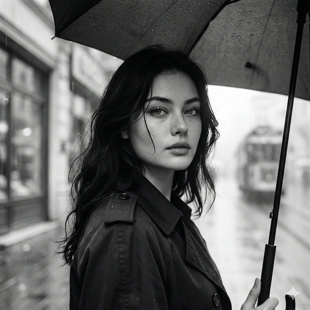Rainy Reflections: A 1960s Istanbul Portrait
