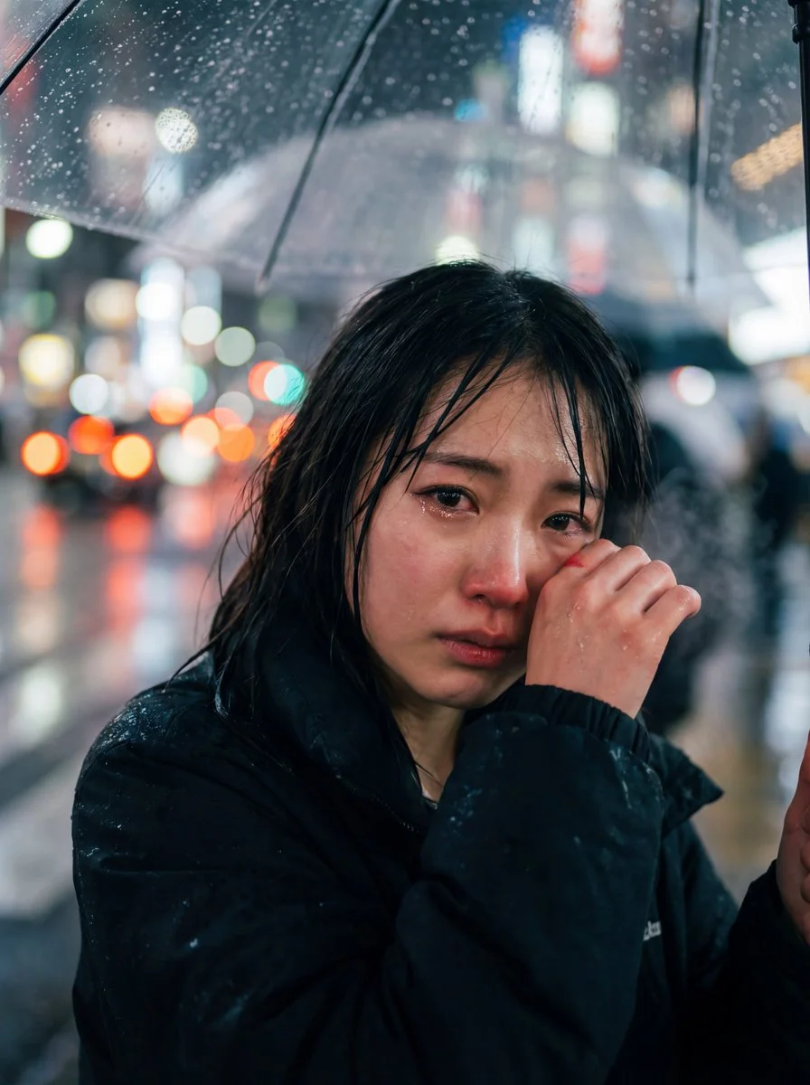 Rainy Reflections: A Melancholic Portrait in 4K