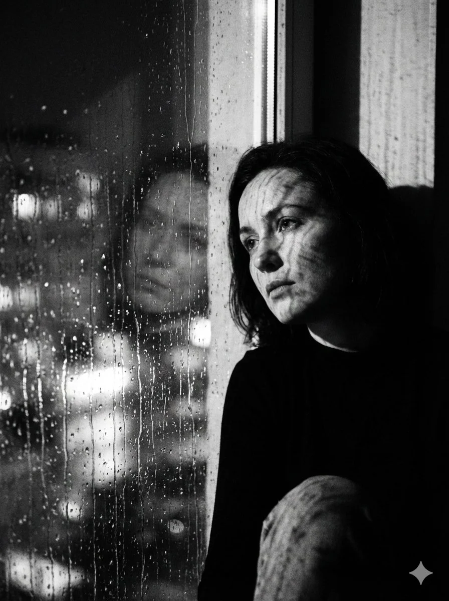 Rainy Reflections: A Portrait of Contemplation