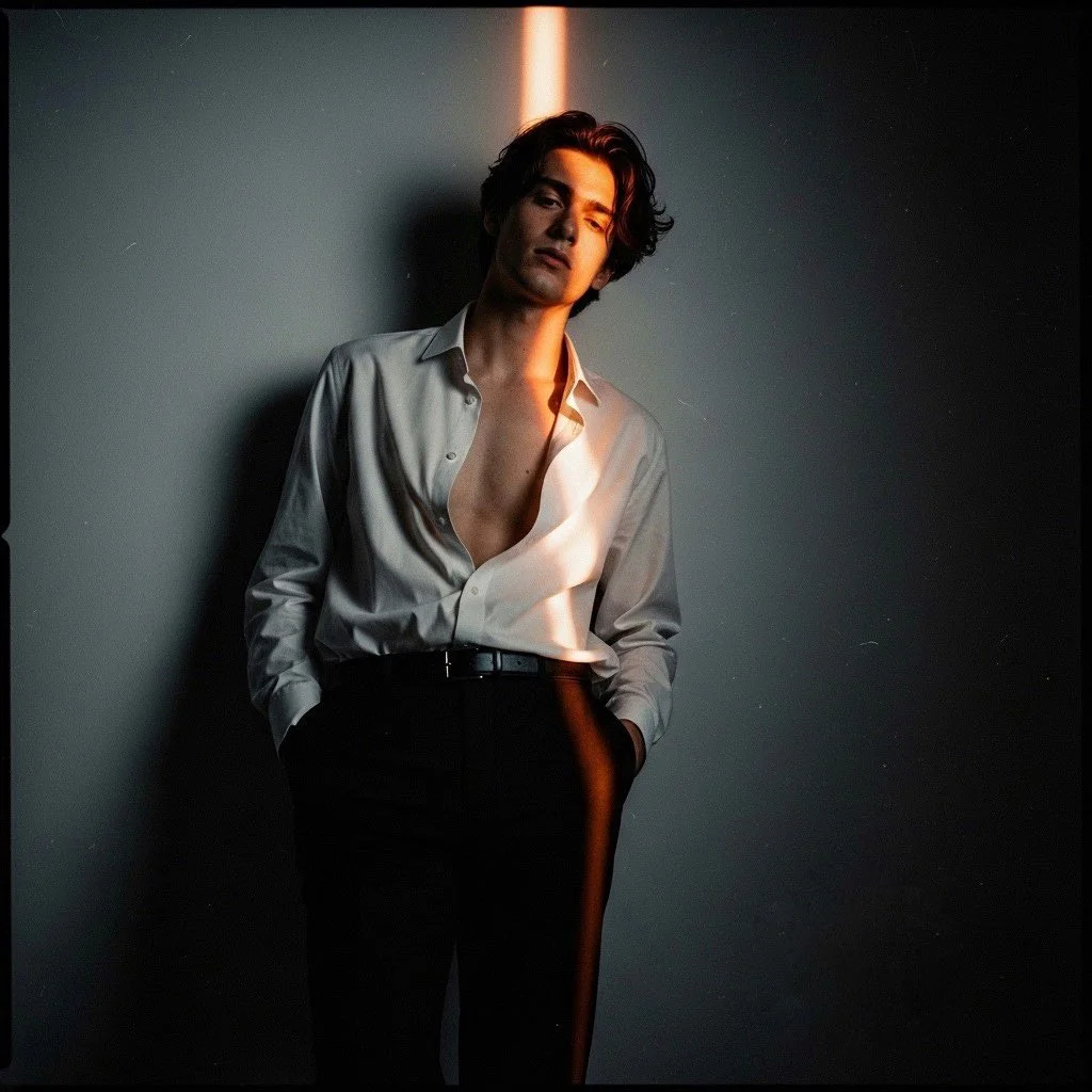 Raw Cinematic Portrait with Electric Tension