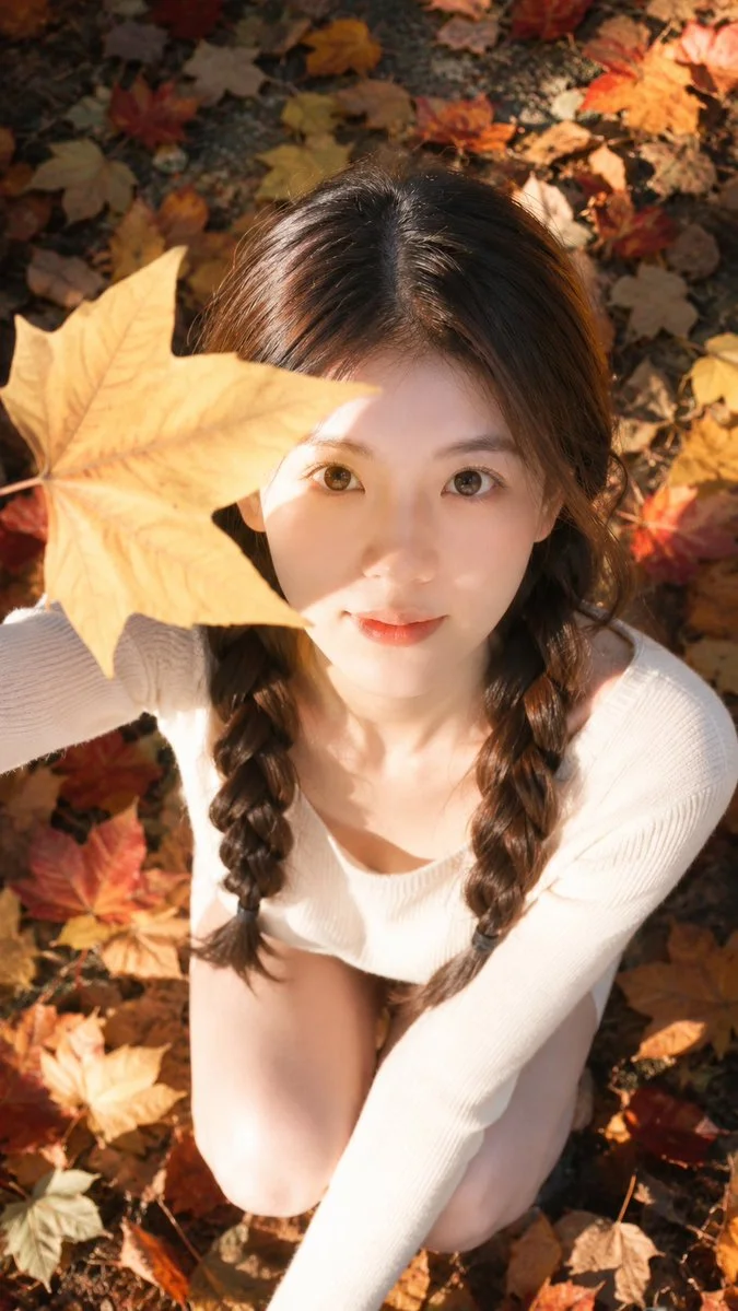 Realistic Autumn Leaf Portrait Creation