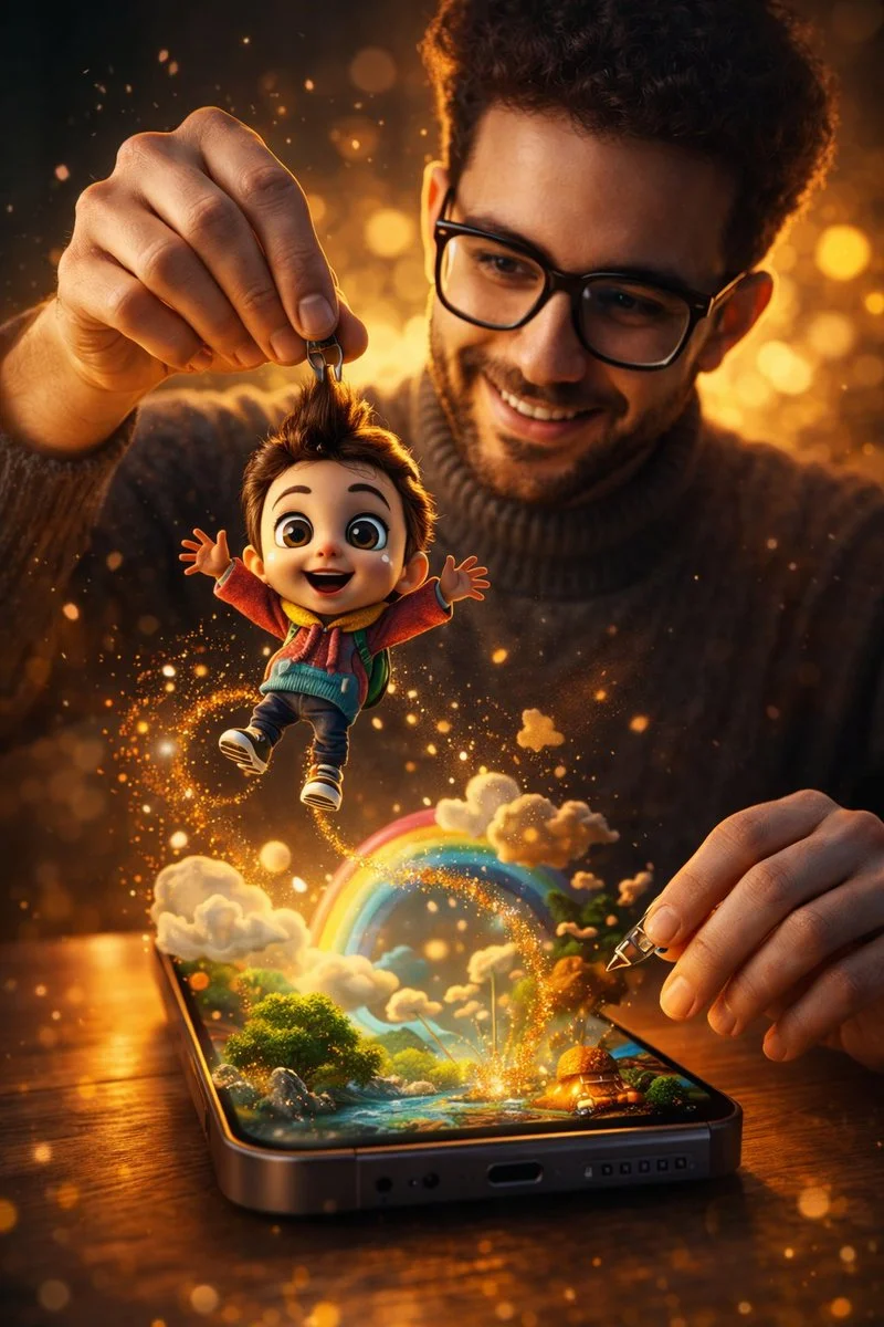 Reality Meets Pixar: A Glowing Smartphone Adventure