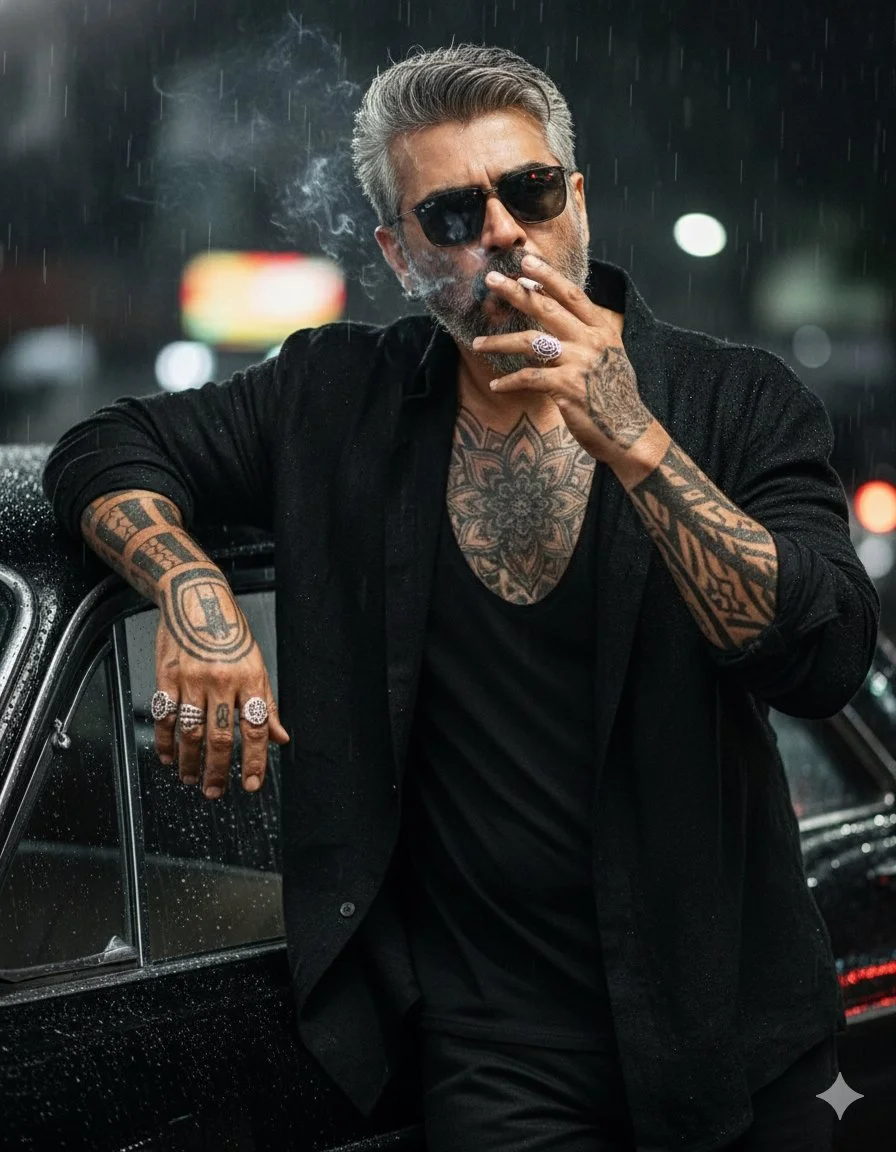 Rebel Elegance on a Rainy Night