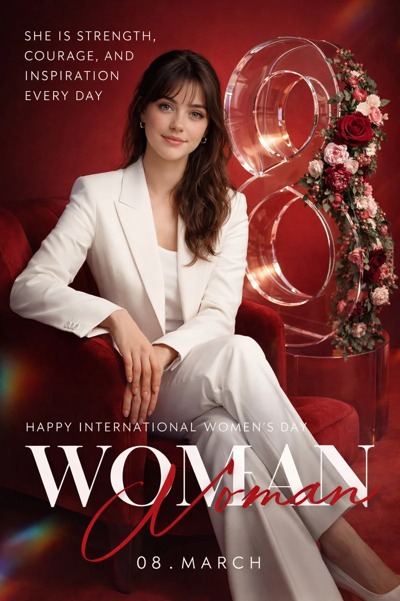 Red Elegance: International Women's Day Editorial