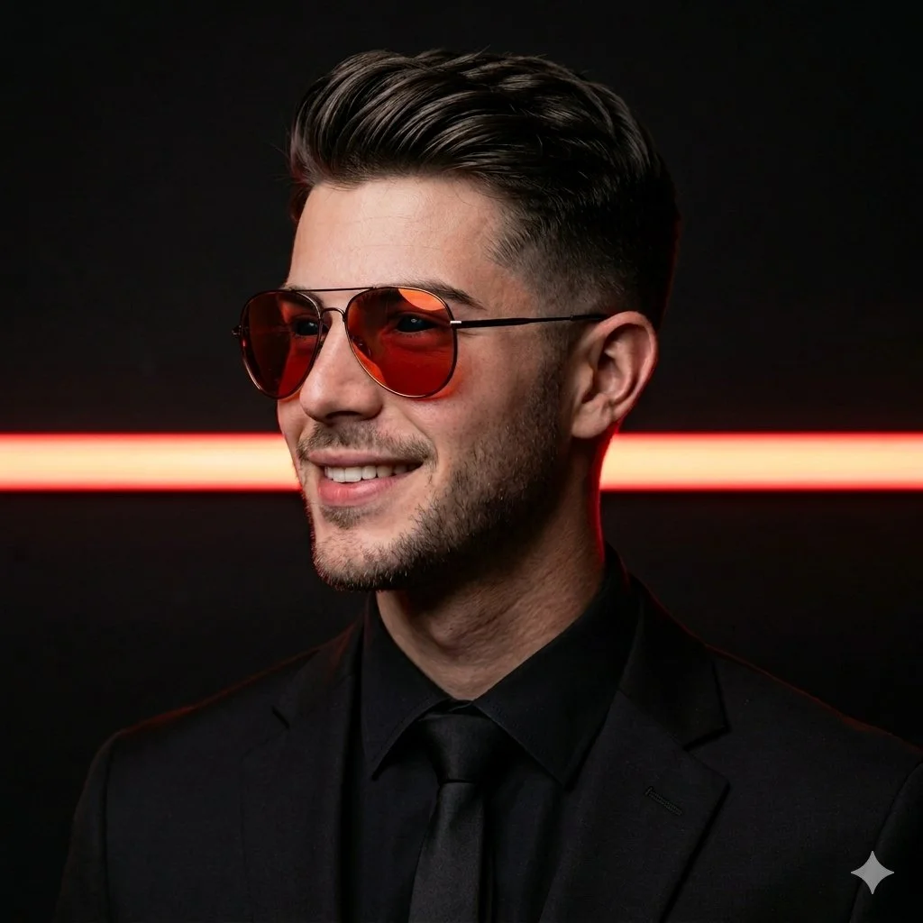 Red Neon Elegance: A Fashion Icon Emerges