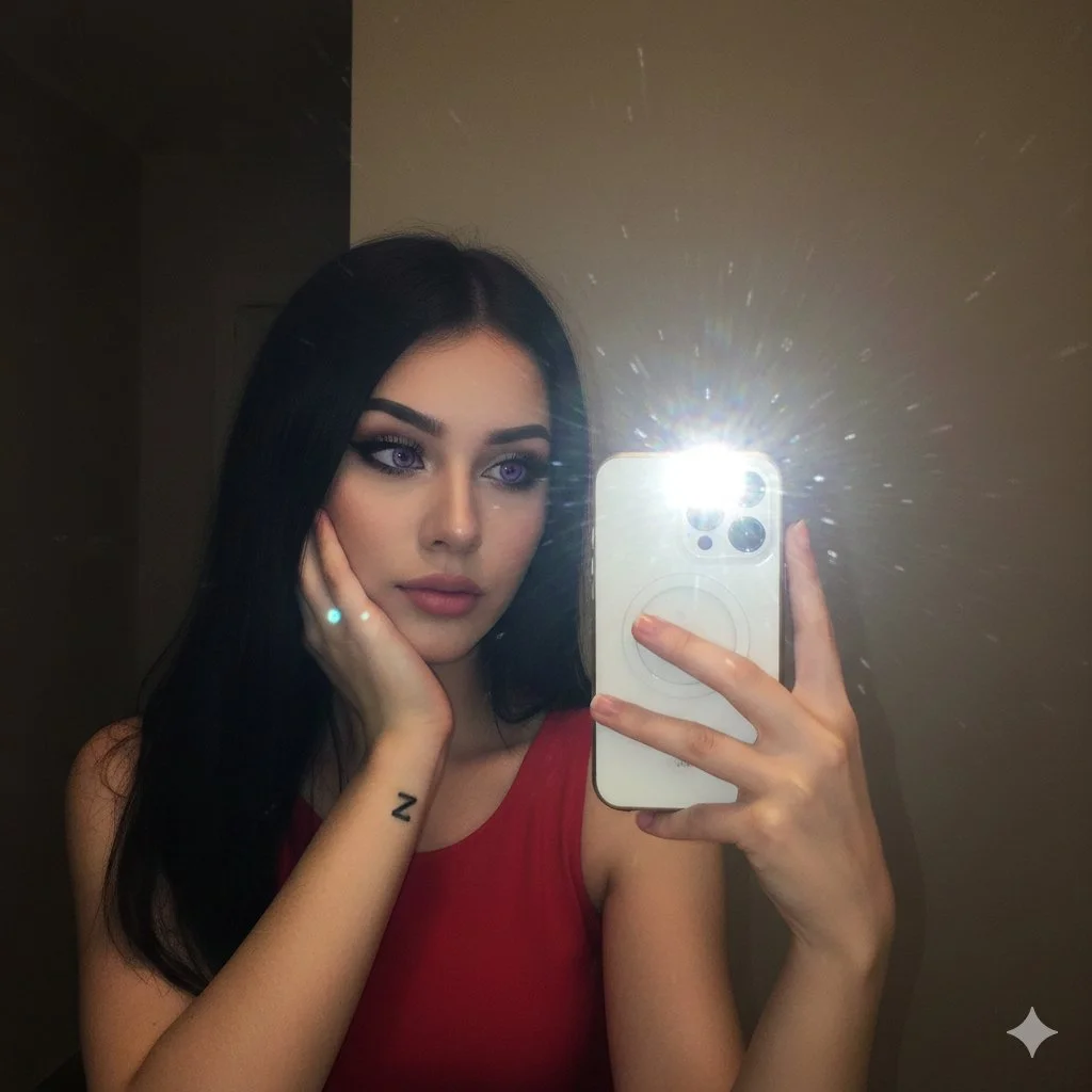 Reflections of Bold Beauty: A Mirror Selfie Moment