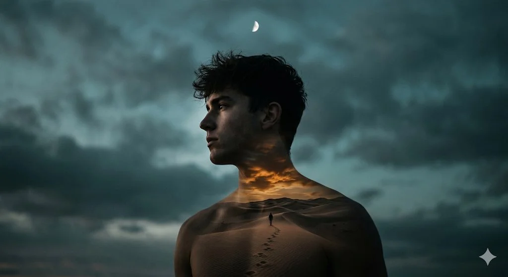 Reflections of Solitude in a Dusk Desert